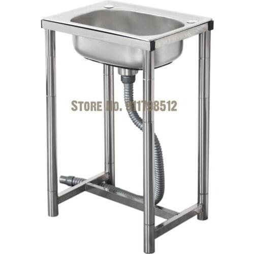 Kitchen Stainless Steel Sink Single Tank With Stand Sink Sink Sink Small Household Vegetable Sink With Floor Shelf