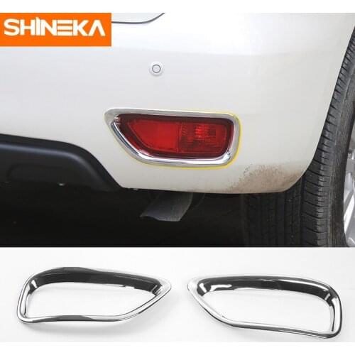 SHINEKA ABS Car Styling Rear Fog Light Lamp Decoration Cover Trim Frame Sticker for Nissan Patrol Y62 2011-2017 Car Accessories