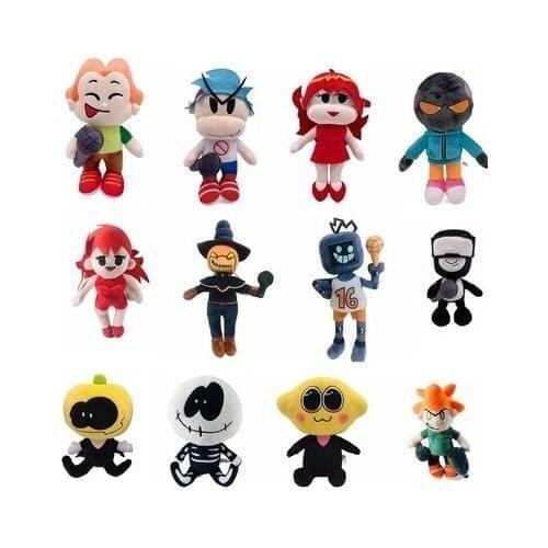 Hot 25cm Soft Spooky Skid Pump Boyfriend Lemon Monster Stuffed FNF Boy Dolls Friday Night Funkin Plush Toys Halloween Gifts