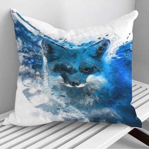 Blue Fox Throw Pillows Cushion Cover On Sofa Home Decor 45*45cm 40*40cm Gift Pillowcase Cojines Dropshipping
