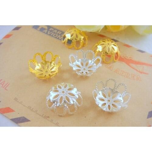 50pc/lot 17mmGold Silver Bronze Rhodium Color Flower Metal Bead Caps DIY Jewelry Accessories Findings