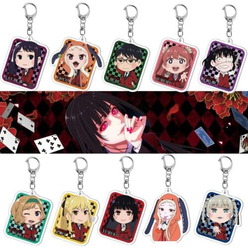 2020 New Anime KAKEGURUI Keychain Acrylic Keyring Car Key chain Women Bag Jewelry Friends Gift Llaveros