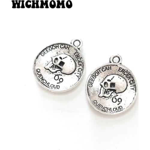 2019 New 17mm 10pieces/bag Zinc Alloy Coin Skull Charms Pendant for Necklace Bracelet Jewelry Accessories