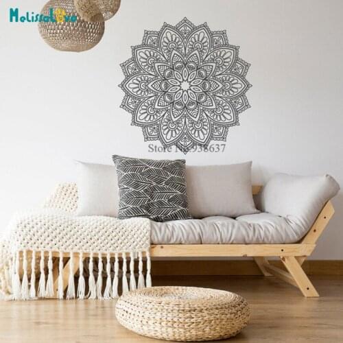 NEW Unique Mandala Decal for Wall Flower Mandala Boho Bohemian Bedroom Living Room Yoga Decor Removable Vinyl Wall Sticker BB878