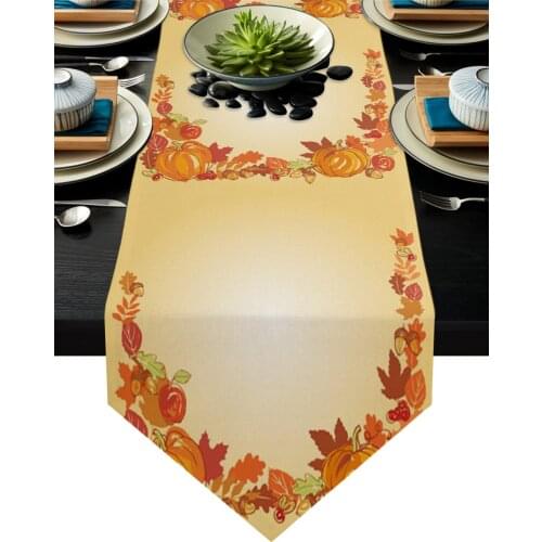 Autumn Pumpkin Yellow Leaves Table Runner Wedding Table Decoration Christmas Decorations Table Runners and Placemats