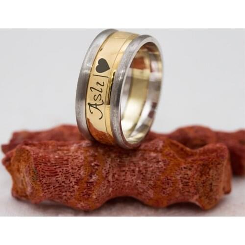 Personalized Mid-Gold Color Is Unisex Silver Wedding Ring