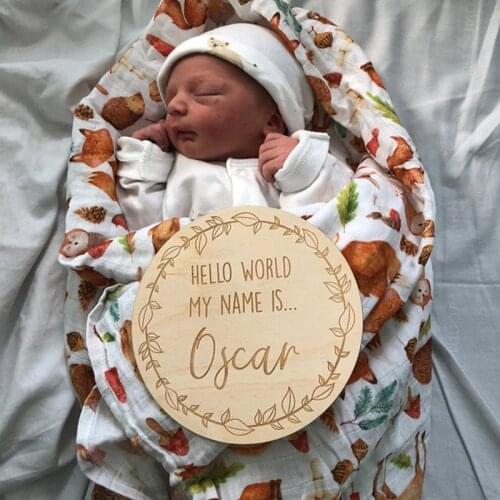 Personalised birth announcement plaque keepsake Baby Name Reveal Sign