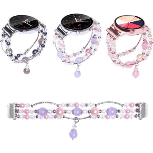 Watch Band for Samsung Galaxy Watch 4 Active 2 Strap 44mm 40mm Jewelry Bead 20mm Women Bracelet for Gear Sport Huawei GT 2 42mm