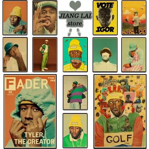 Star Tyler The Creator series retro poster kraft paper material retro wall stickers decoration bedroom cafe bar library etc