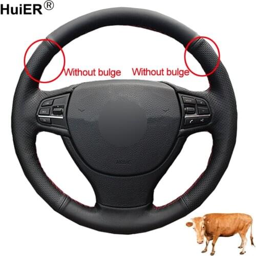 Hand Sewing Car Steering Wheel Cover Top Layer Cow Leather Volant Funda Volante For BMW F10 523Li 525Li 2009 730Li 740Li 750Li