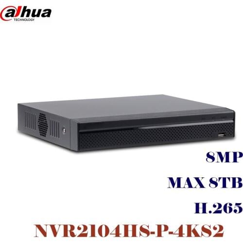 Dahua 4CH NVR2104HS-P-4KS2 4 PoE Lite 4K H.265 Network Video Recorder with 1SATA 2USB Interface NVR Original for IP Camera CCTV
