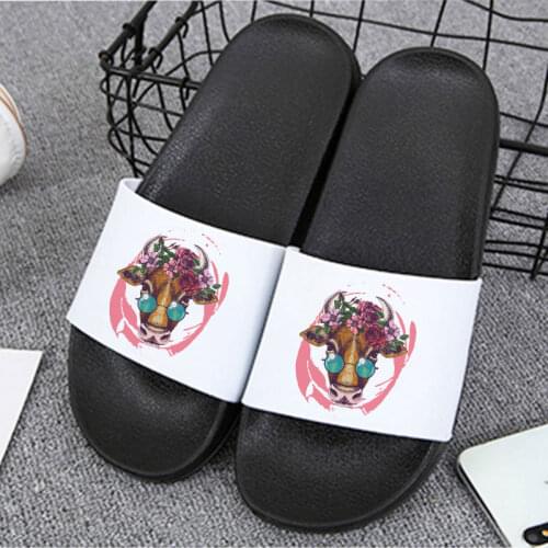 Slippers For Women Cartoon Animal Pattern Women Slipper Flip Flops Fashion Bathroom Sandals Non-slip Slides Home Shoes For Woman