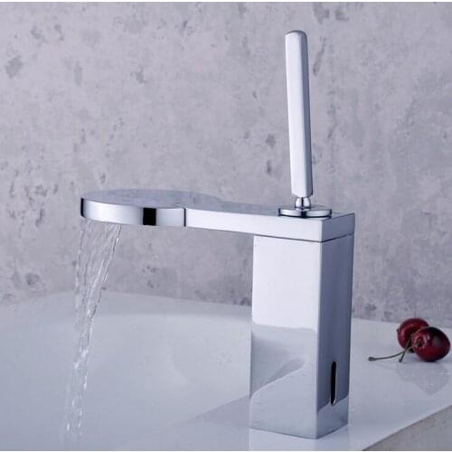 Bathroom sink basin faucet mixer water tap, Brass wash basin faucet hot and cold, Copper single hole basin faucet chrome plated
