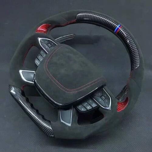 Yeedercar Cuatomized Gloss/Matt Carbon Fiber Sports Steering Wheel Alcantara Leather compatible for Ford Taurus 2015-2019