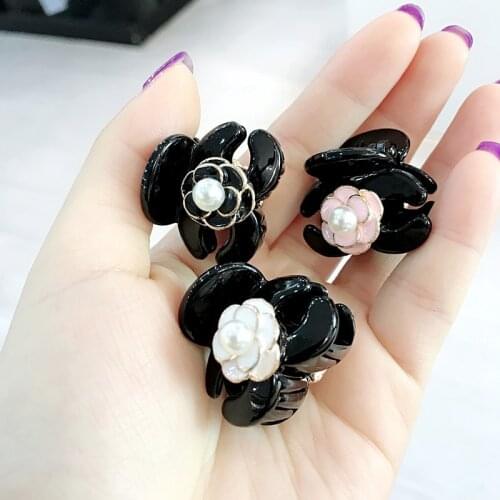 Korean Girl Simple Mini Small Hair Pins Floral Camellia Imitation Pearl Hair Clips for Women Fashion Gripper Hair Accessories