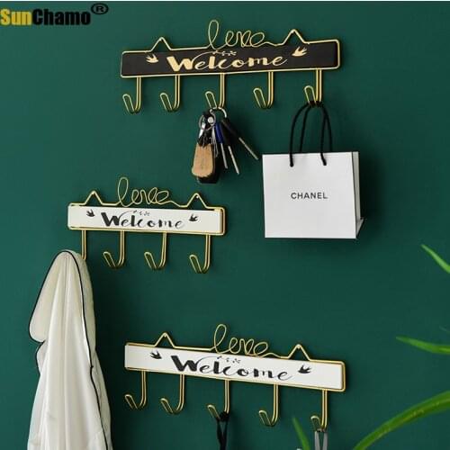 Iron Art Housekeeper on Wall Metal Hook Letter Hanger Keys Holder Hanging Hooks for Living Room Home Decoration Accessories