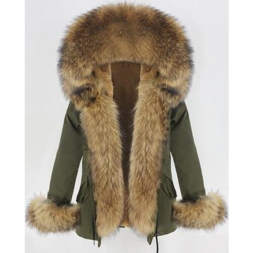 MENINA BONITA 2021 New Waterproof Short Parka Winter Jacket Women Real Natural raccoon Fur Collar Hood coat Warm Detachable