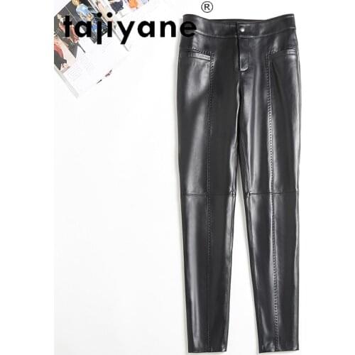 Tajiyane Pants Women 2020 Real Leather Pants Genuine Sheepskin Trousers Woman High Wasit Trousers Leggings Pantalones TN846