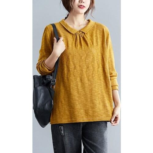 Women Autumn Long Sleeve T-shirts New 2020 Simple Style Solid Color Loose Comfortable Ladies Casual Cotton Tops Tees S2142