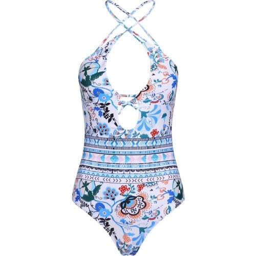 Women Monokini Padded Bathing Suits Vintage Print One Piece Push Up Swimwear New Sexy Female Swimsuit купальники женские 2021