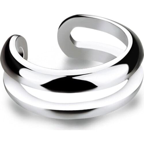 New 925 Sterling Silver Ring for Women Fashion Simple Double Line Ring Smooth Opening Design Rings Daily Party Birthday Jewelry