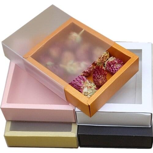 10pcs With Transparent PVC Window Gift Box Chocolate Candy packaging Boxes Christmas Wedding Decoration Event & Party Supplies