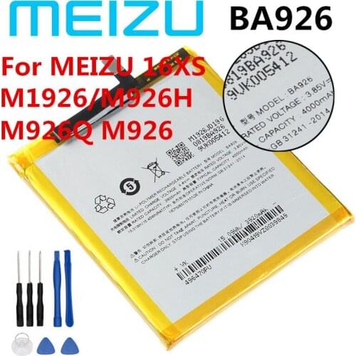 100% Original Battery MEIZU BA926 4000mAh For Meizu 16XS M1926 M926H M926Q High Capacity Mobile Phone Battery + Free Tools 100