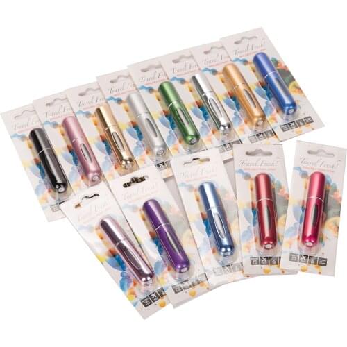 100PCS 5ml Mini Refillable Perfume Bottle Aluminum Spray Atomizer Portable Travel Cosmetic Container Perfume Bottle With Box