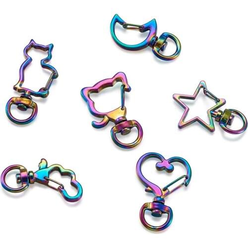 12pcs/set Mixed Shapes Multi-color Alloy Swivel Clasps Snap Hooks for Jewelry Making DIY KeyChain Findings Accessories
