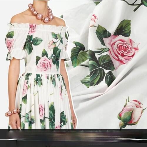 145cm*100cm early spring new rose digital printing imitation silk chiffon haute couture show fabric sewing fabric for dress