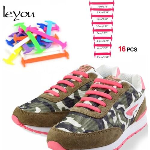 16PCS Quick No Tie Silicon Shoelaces Adult Children Sport Lazy Shoelaces Elastic Sneaker Shoestrings New