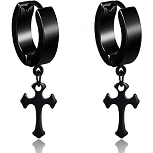 2Pcs/set Stainless Steel Ear Studs Unisex 2 Colors Cross Piercing Earrings Ear Ring for Women Men Jewelry Decoration