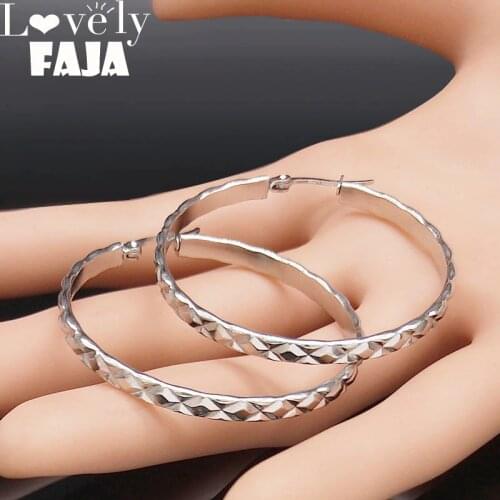 2021 Fashion Stainless Steel Round Earings for Women Silver Color Hoops Earring Jewelry aretes de mujer E612880