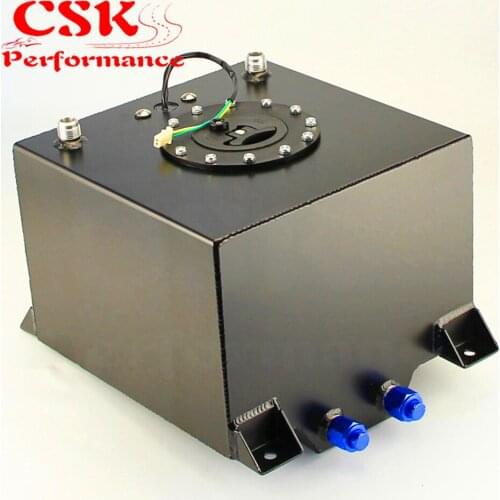 5 Gallon 18.8L Black Coated Aluminum Racing Drift Fuel Cell Tank + Level Sender Black / Silver