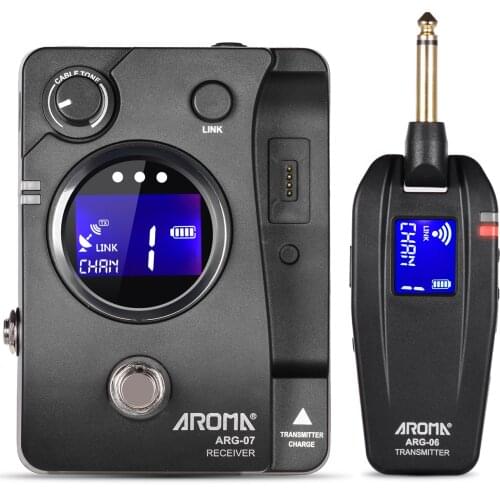 AROMA ARG-07 Guitar Wireless Transmission System(Transmitter & Receiver) 6.35mm Plug LCD Display 4 Channels