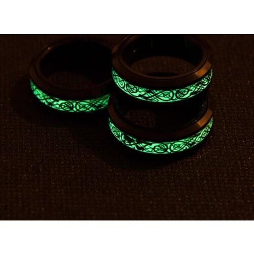 Black Luminous Dragon Rotating Rings Men Stainless Steel Glow in the Dark Fluorescent Ring Women Wedding Aneis Fashion Jewelry