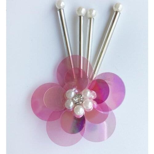Flower Sequin Patches Brooch Beaded Applique Patches Vintage Embroidered Badge Fabric Patch Fashion Clothing DIY Decoration