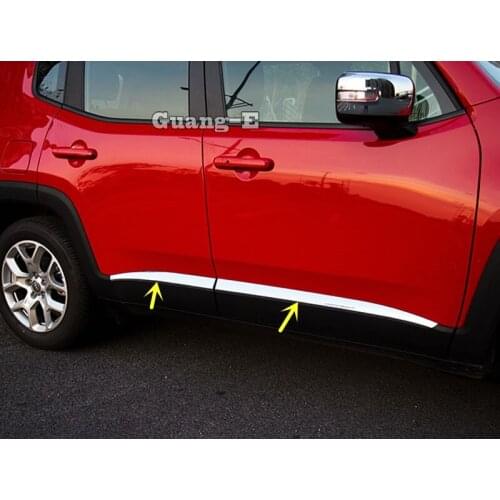 For Jeep Renegade 2016 2017 2018 2019 2020 Car Cover Detector ABS Chrome Side Door Body Trim Stick Strip Molding 4pcs