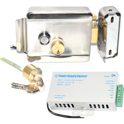 With 12V 5A power supply switch Electronic Gate Door Lock bolt for Home Wired Video Intercom Doorbell Security System DC12V