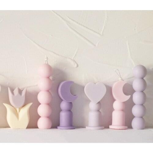 Moon Scepter Candle Mold Geometric Cylindrical Handmade Candle Silicone Mold Girly Heart Decoration Candle Wax Mold