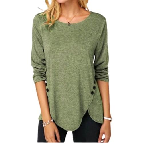 2XL Women Lovely Pocket Cat Printing Long Sleeve T shirts Split V-Neck Casual Button Tshirt Streetwear Irregular Hem Tees Femme