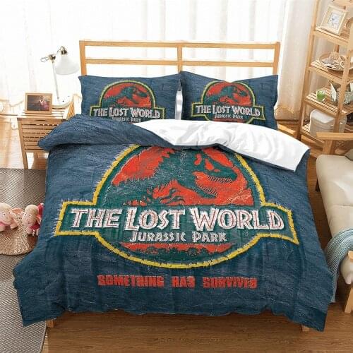 Jurassic World Dinosaur Bedding Set Tyrannosaurus the Lost World Pattern Duvet Cover with Pillowcases Kids Boys Teens Home Decor