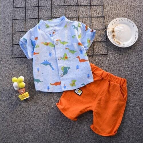 2020 summer new childrens clothes boy clothing cartoon short sleeve shirt + shorts 2 piece boy sets