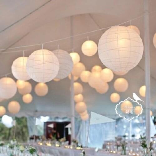 Round Chinese Paper Lanterns 10-15-20-25-30-35-40cm for Wedding Birthday Party Decoration Christmas Halloween Festival Supplies