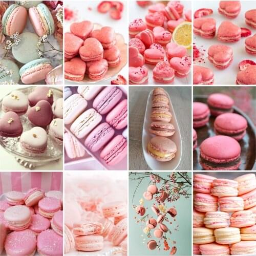 Square/round Diy Macaron Diamond Embroidery Dessert Full Rhinestone Sweet Painting Wall Pictures for Dining Hall Decoration