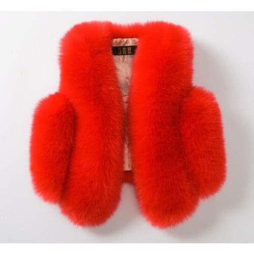 Baby Girls Fashion Warm Vests & Waistcoats Children Spring Faux Fur Vests Elegant Girl Solid Color Waistcoat Vest Kids Outwear