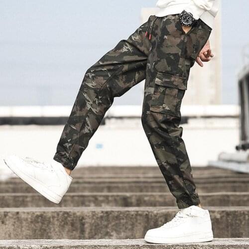 Men Casual pants Wear-resistant Camouflage Ankle-tied Cotton Ninth Pants Trousers Mens Clothing 2021
