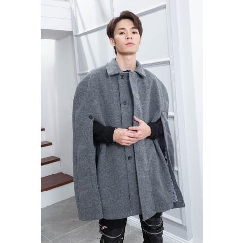 Capes II CAPE COAT individuality bat shirt coat male fashion hip-hop mid-long coat Cape Winter Lapel