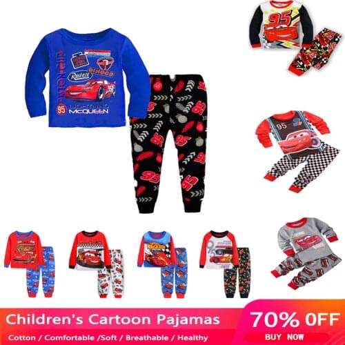 2021 New Kids Pajamas Spring Autumn Baby Cars Sets Boys Girls Cartoon Cotton Animal Pyjamas Children Xmas Sleepwear