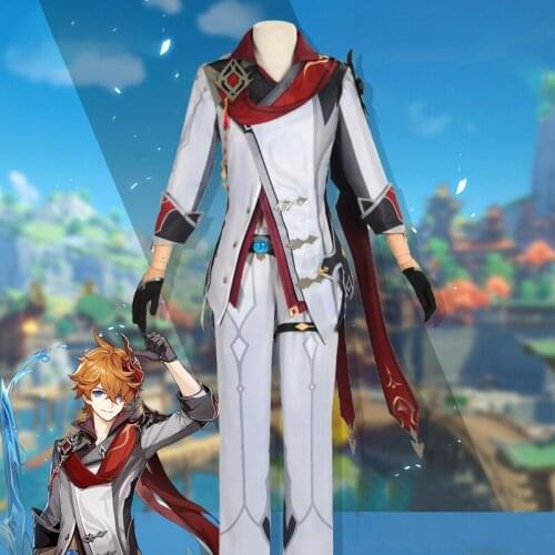 New Style Cosplay Costumes Game Genshin Impact Tartaglia Top Pants Gloves Full Set Unifom Clothes Project Shoes Wig Halloween